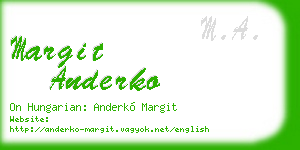 margit anderko business card